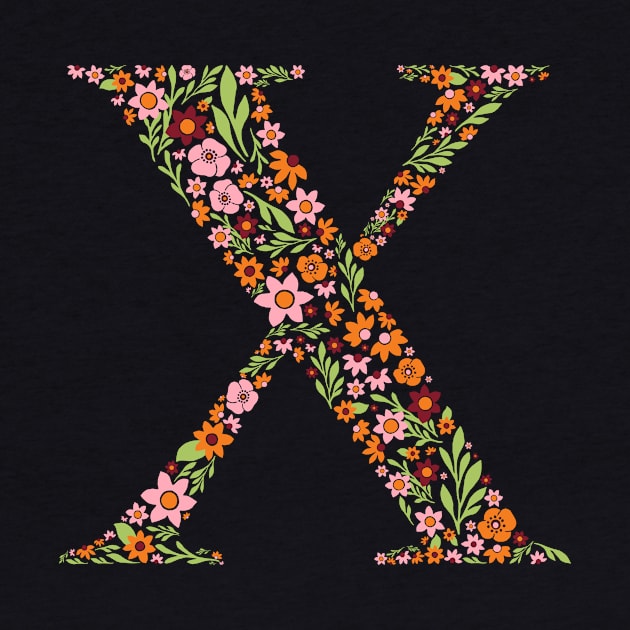 Retro Floral Letter X by zeljkica